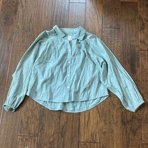 American Eagle Sage Grean Long Sleeve Blouse